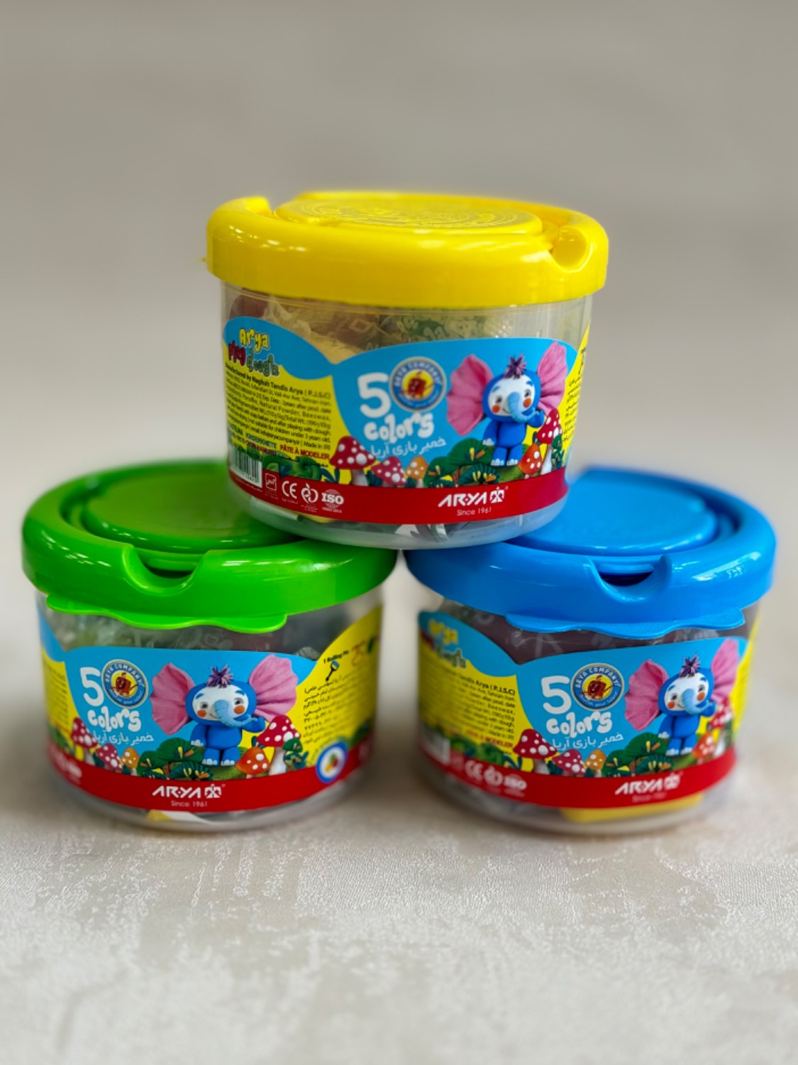 خمیر بازی 5 رنگ سطلی آریا