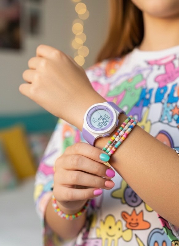 ساعت مچی دیجیتال صفحه گرد 4 دکمه بند سیلیکونی