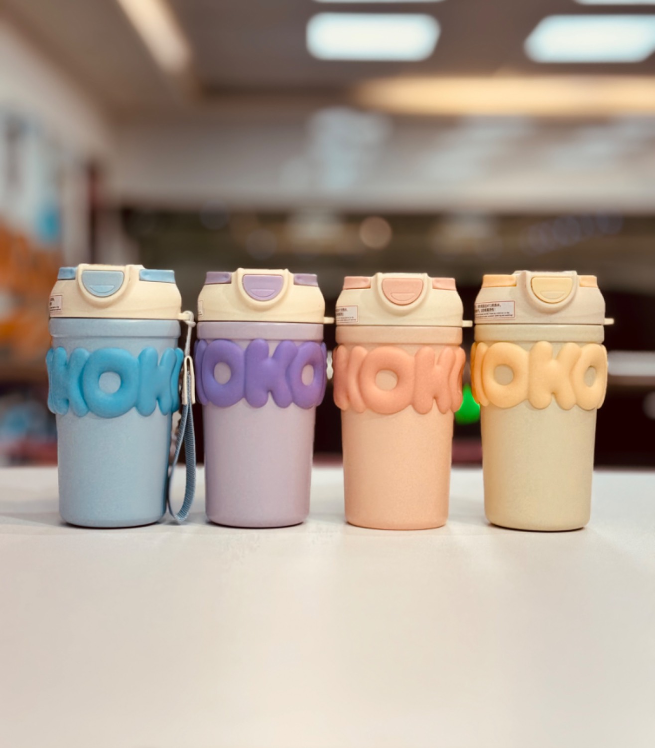 فلاسک استیل نی دار سیلیکونی طرح OKOK