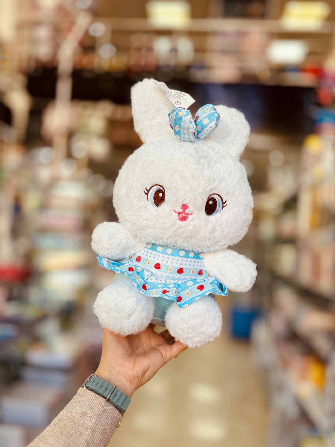 عروسک پولیشی مدل خرگوش لباس گلدار 30 سانتی